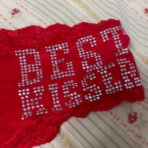 VINTAGE PINK VICTORIA’S SECRET RED BEST KISSER CHEEKIEST HIPSTER PANTY MED NEW